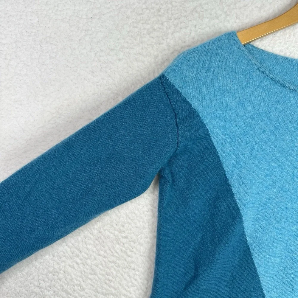 Lauren Hansen 100%‎ Cashmere Colorblock Sweater Women's Blue Pullover Luxury